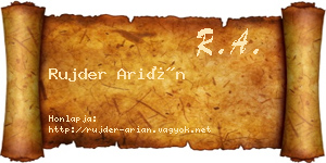 Rujder Arián névjegykártya